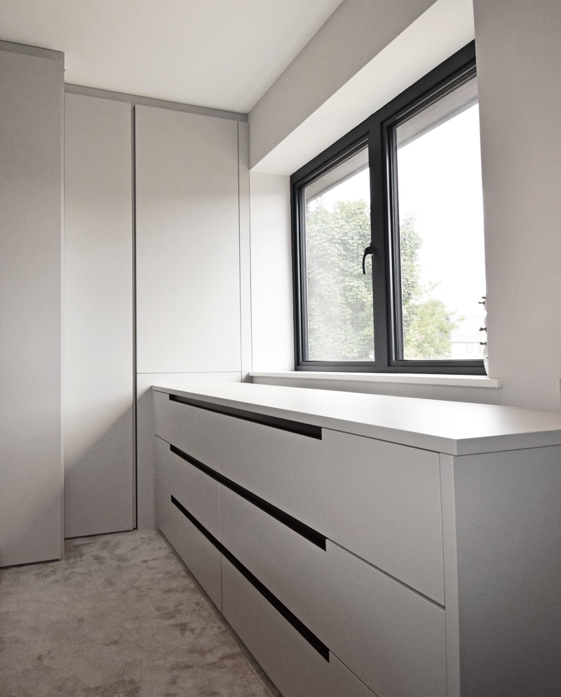Fitted wardrobes in a luxurious refurbishment in Edgware